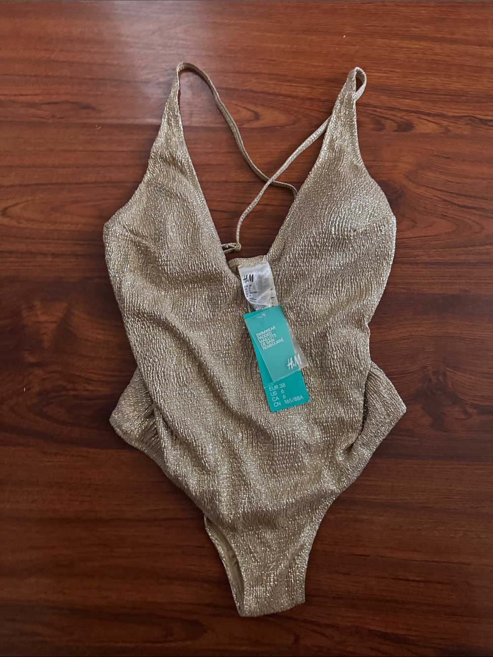 H&M Metallic Gold One-Piece Swimsuit